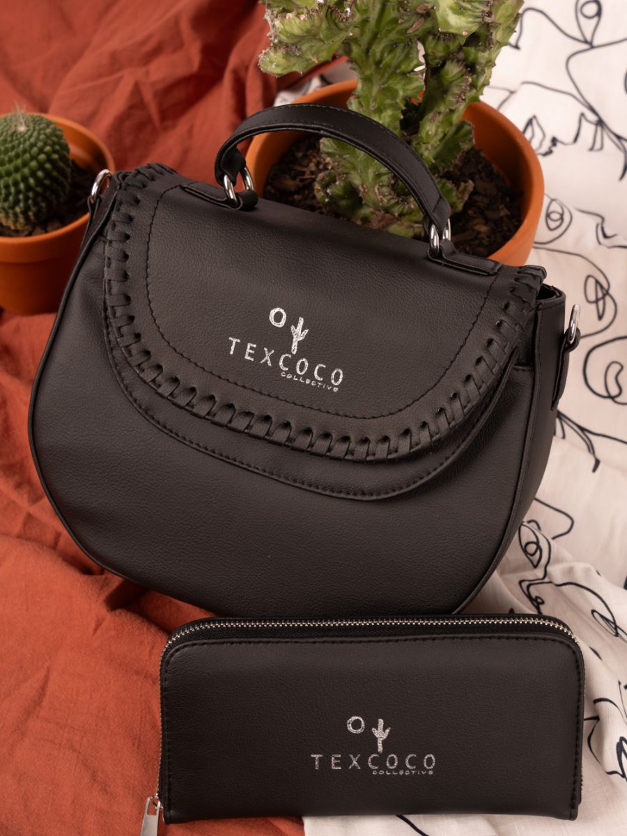 "Manita" Womens Wallet Cactus Leather - Black | Texcoco Collective