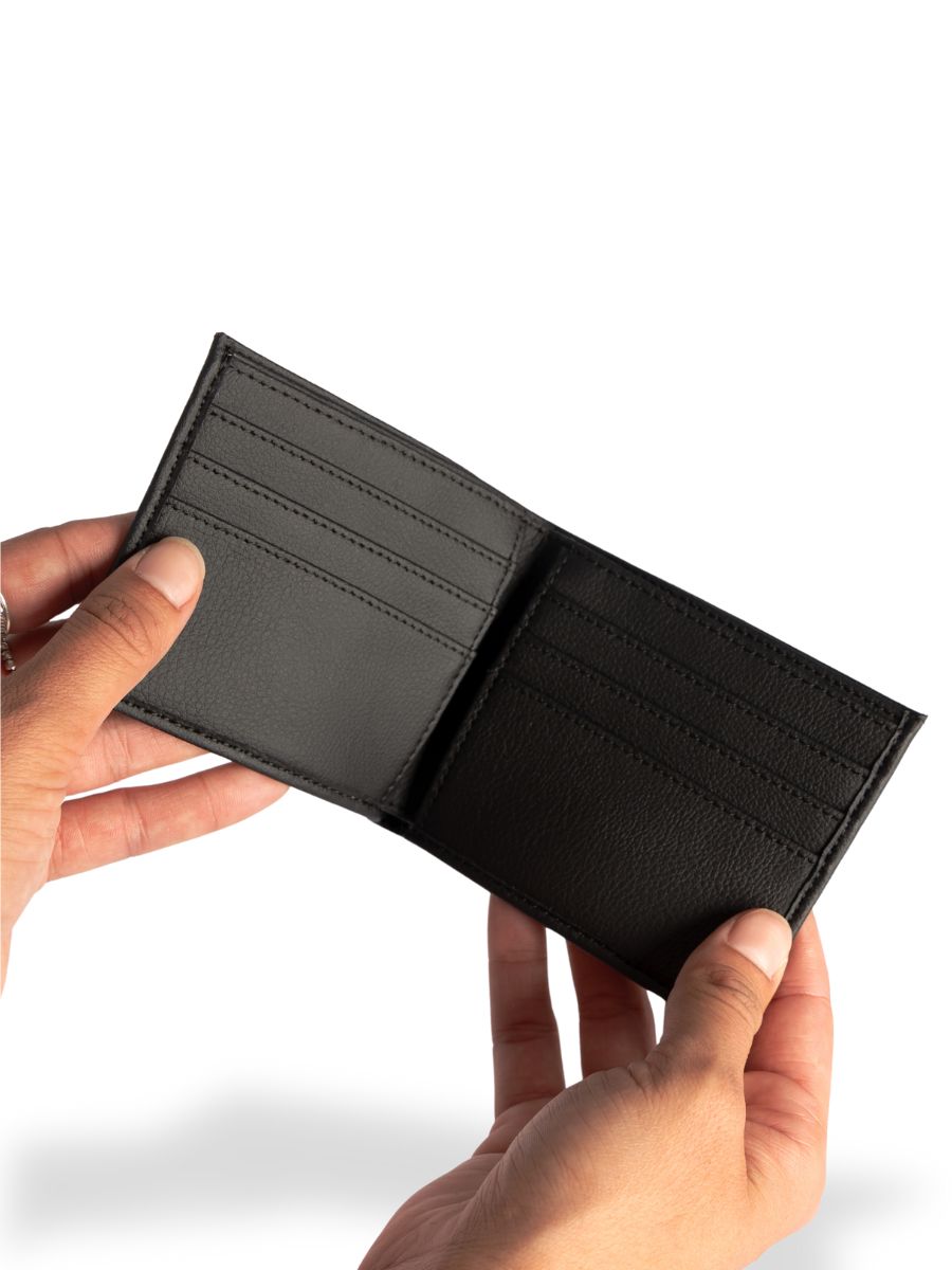 'Aztec' Flip Wallet Cactus Leather - Black  | Texcoco Collective