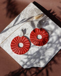 Artisan Handwoven Red Circle Iraca Palm Earrings | Casa Bonita