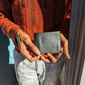 'Aztec' Flip Wallet Cactus Leather - Black  | Texcoco Collective